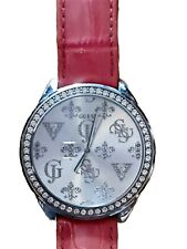 Pink Guess Big Face Watch Genuin Leather Band Stainless Steal W75028L1 for sale  Shipping to South Africa