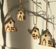 Rustic Carved fairy House garden Tree Decoration Natural Wooden Xmas Hanging  for sale  WOLVERHAMPTON