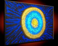 Large Gold Oil Painting Abstract Wall Blue 3D Light Canvas Modern framed signed, used for sale  Shipping to Canada