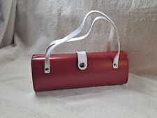 Bolsa de mão estilo mini barril vinil vermelho 8”x 3” tema vermelho e branco fofa e arrumada comprar usado  Enviando para Brazil