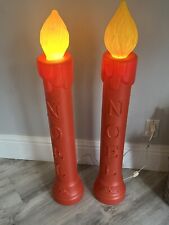 Molde de sopro vintage iluminado NOEL velas de Natal lote de 2 trabalhos de férias funcionais comprar usado  Enviando para Brazil