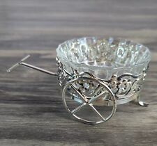 Plato de caramelo de cristal de colección con soporte de mesa para rueda de acero inoxidable segunda mano  Embacar hacia Argentina