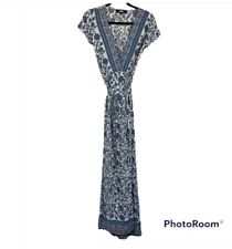 Used, Lulu's French Doors Blue And Ivory Floral True Wrap Maxi Dress Small for sale  Shipping to South Africa