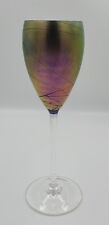 STEVEN MASLACH Hand Made Favrile Iridescent Wine Goblet Glass 9 1/2" T for sale  Shipping to South Africa