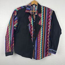 VTG Top Rail Womens Shirt Large Western Colorful Aztec Shoulder Pads Button Down for sale  Shipping to South Africa