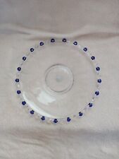 Vintage  Clear Glass With Blue Hob Nob Design 9" Plate for sale  Shipping to South Africa