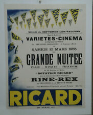 AFFICHE ANCIENNE VARIETES CINEMA SEPTEMES LES VALLON PRES MARSEILLE RICARD, occasion d'occasion  Marseille I