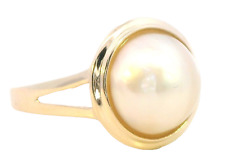 Usado, Elegante anel de pérola Mabe de ouro amarelo 9 quilates - Beleza clássica comprar usado  Enviando para Brazil