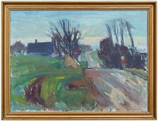 OTTO LARSEN (1907-1987) rural landscape, oil on canvas painting from Denmark comprar usado  Enviando para Brazil