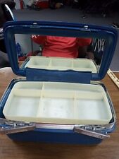 Vintage Samsonite  Blue Luggage Vanity Train Makeup Case with tray full mirror  for sale  Glendale