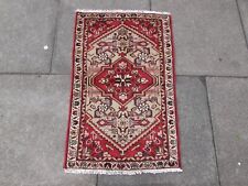 Alfombra pequeña vintage hecha a mano tradicional lana oriental marrón beige 93x58 cm, usado segunda mano  Embacar hacia Argentina