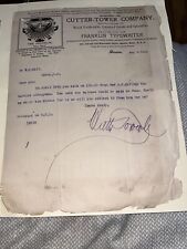 1906 Carta Original Assinada: Máquina de Escrever Cutter Tower Company Letterhead Franklin comprar usado  Enviando para Brazil