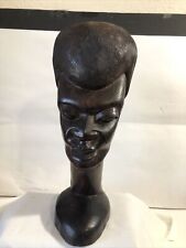 Usado, Antiga estátua de cabeça tribal de mulher africana esculpida em ébano busto de madeira feito à mão 12 1/2” comprar usado  Enviando para Brazil