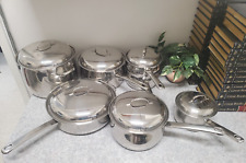 Used, Belgique Stove Top Stainless Steel Cookware Pots Pans Complete 13 Pc Set w/ Lids for sale  Shipping to South Africa