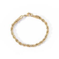 3/4/5/6mm Woman Man Gold Plated Stainless Steel Rope Chain Bracelet Bangle 7-9'' for sale  Shipping to South Africa