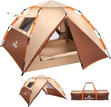 Pop-Up Camping Tent 4 Person Family Dome Tent Waterproof Windproof Brown BETENST for sale  Shipping to South Africa