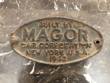 Vintage 1942 MAGOR Car Corp. New York Railroad Car Cast Iron Sign Plaque Plate for sale  Shipping to Canada