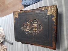 ANTIQUE 19th CENTURY LEATHER & BRASS  HOLY BIBLE. na sprzedaż  PL