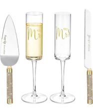 Wedding Cake Knife and Server Set, Wedding  Flutes, Gold Bride and Groom  Flutes for sale  Shipping to South Africa