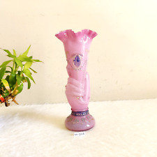 1930s Vintage Old Hand Shape Rose Pink Glass Flower Vase Rare Decorative GV27 for sale  Shipping to South Africa