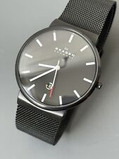 Usado, Reloj de cuarzo para hombre Skagen Dinamarca SKW6053 negro malla de acero inoxidable calendario segunda mano  Embacar hacia Argentina