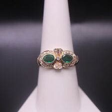 Antiguo anillo de diamantes y esmeralda de oro amarillo 14K Art Deco | talla 7 1⁄2 segunda mano  Embacar hacia Argentina