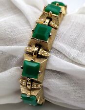 ART Arthur Pepper Green Lucite Square & Seed Pearl Link Bracelet for sale  Shipping to South Africa