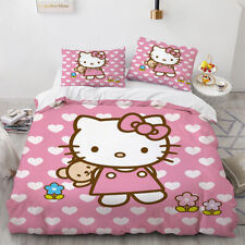 Juegos de cama 3D Hello Kitty cubierta de cama traje talla King poliéster funda edredón I1 segunda mano  Embacar hacia Mexico