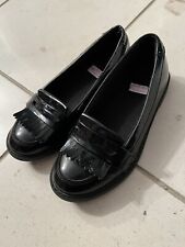 Clarks black girls school shoes 13F patent slip On loafer Style for sale  Shipping to South Africa