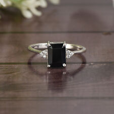 Used, Natural Black Onyx and diamond Minimalist Ring 925 Sterling silver All sizes for sale  Shipping to South Africa