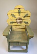 Hermosa silla pequeña pintada a mano con cajón amarillo diseño floral 13,5" de alto segunda mano  Embacar hacia Argentina