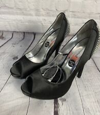 Women’s Atmosphere Black Satin Diamanté Peep Toe High Heel Shoes Size 6 New, used for sale  Shipping to South Africa