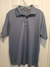 Pebble Beach Performance Polo Shirt Men's Blue Striped Short Sleeve Size Medium  for sale  Shipping to South Africa