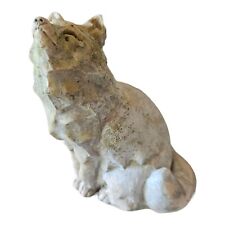 Small Wolf Concrete Statue Figurine Garden Porch Distressed Patina Signed 6", used for sale  Shipping to South Africa
