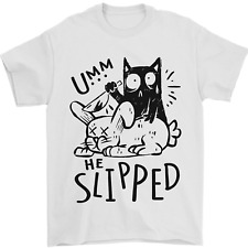 Camiseta masculina engraçada Cat Kills Dog He Slipped 100% algodão comprar usado  Enviando para Brazil