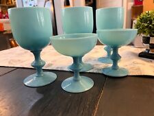French Portieux Vallerysthal Blue Goblets Opaline Glass Lot of 5 Sherbet/Water, used for sale  Shipping to South Africa