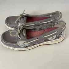 Sapatos femininos Sperry Top Side tamanho 7 couro cinza malha peixe-anjo barco espuma com memória comprar usado  Enviando para Brazil