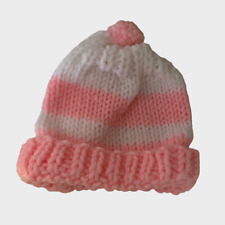 Gorro chapéu branco rosa recém-nascido bebê crochê malha feito à mão comprar usado  Enviando para Brazil