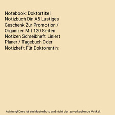 Notebook doktortitel notizbuch gebraucht kaufen  Trebbin