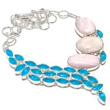 Used, Pink Aragonite, Chalcedony Gemstone 925 Sterling Silver Gift Necklace 18" L327 for sale  Shipping to South Africa