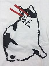 CAMISETA LASER CAT - Camiseta blanca hecha a mano con serigrafía impresa en pantalla de seda, para hombre 2XL, usado segunda mano  Embacar hacia Argentina