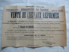 Affiche des Domaines vente de chevaux de guerre réformés Toulon 1915, occasion d'occasion  Laon