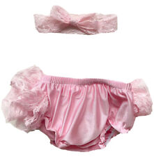 Bebe Baby Girl 6-12M Pink Lace Photo Shoot Headband Diaper Cover 2 Piece Set d'occasion  Expédié en Belgium
