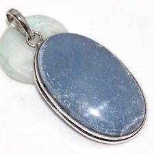 Angelite 925 Silver Plated Gemstone Handmade Pendant 2.1" Chunky Jewelry JW for sale  Shipping to South Africa