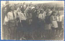 Beautiful girls schoolgirls pioneers waving their hands goodbye Vintage photo for sale  Shipping to South Africa