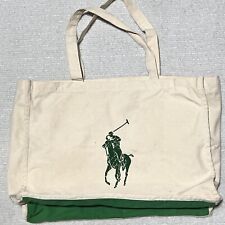 Polo Ralph Lauren Canvas Tote Bag Big Pony Reusable Shopping Organic Cotton for sale  Shipping to South Africa