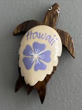 Usado, Madera Tortuga Hawaiano Souvenir Hawaiiano Nevera Imán Púrpura Lluvia Hibisco Flor segunda mano  Embacar hacia Argentina