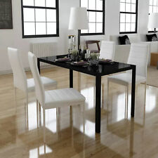 Tidyard 5 Piece Dining Set Glass Tabletop Table with 4 Artificial Leather K6M1, used for sale  Shipping to South Africa