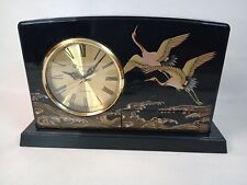 Hashimoto Japanese Lacquer Table Quartz Clock Heron Theme Black And Gold, used for sale  Shipping to South Africa