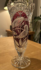 Bellissimo vaso vintage cristallo piombo Hofbauer rosso rubino uccellini The Byrdes usato  Spedire a Italy